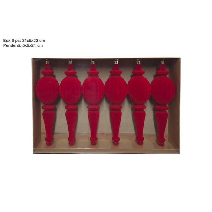 PENDENTI 21CM 6PZ. ROSSO VELLUTO